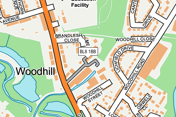 BL8 1BB map - OS OpenMap – Local (Ordnance Survey)