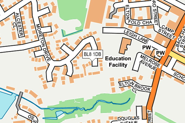 BL8 1DB map - OS OpenMap – Local (Ordnance Survey)