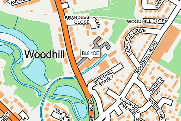 BL8 1DE map - OS OpenMap – Local (Ordnance Survey)