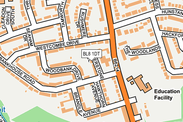 BL8 1DT map - OS OpenMap – Local (Ordnance Survey)