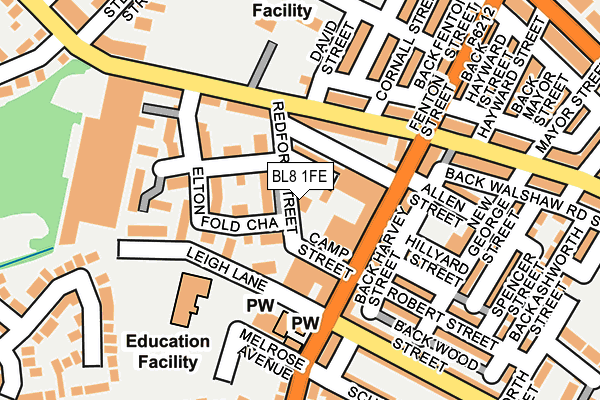 BL8 1FE map - OS OpenMap – Local (Ordnance Survey)