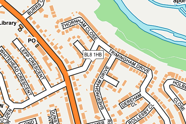 BL8 1HB map - OS OpenMap – Local (Ordnance Survey)