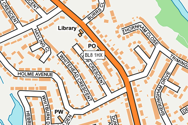 BL8 1HX map - OS OpenMap – Local (Ordnance Survey)