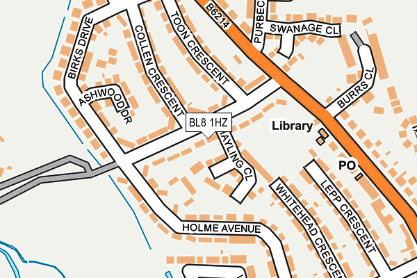 BL8 1HZ map - OS OpenMap – Local (Ordnance Survey)