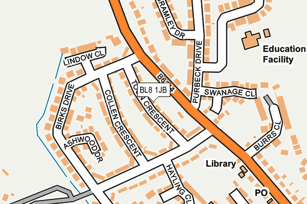 BL8 1JB map - OS OpenMap – Local (Ordnance Survey)