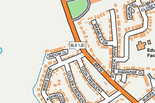 BL8 1JD map - OS OpenMap – Local (Ordnance Survey)