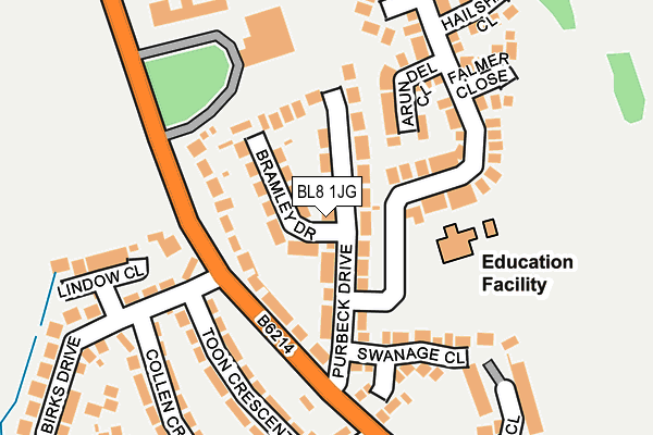 BL8 1JG map - OS OpenMap – Local (Ordnance Survey)