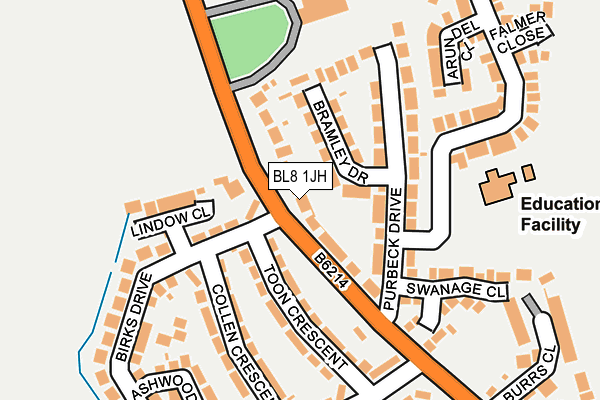 BL8 1JH map - OS OpenMap – Local (Ordnance Survey)