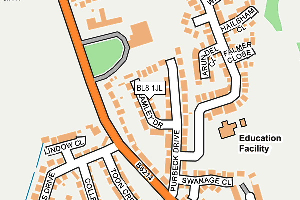 BL8 1JL map - OS OpenMap – Local (Ordnance Survey)