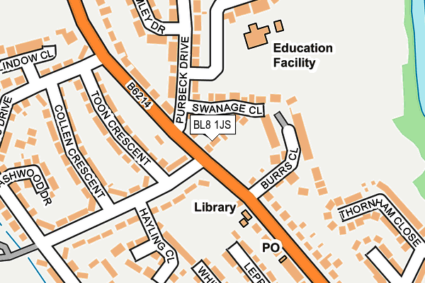 BL8 1JS map - OS OpenMap – Local (Ordnance Survey)