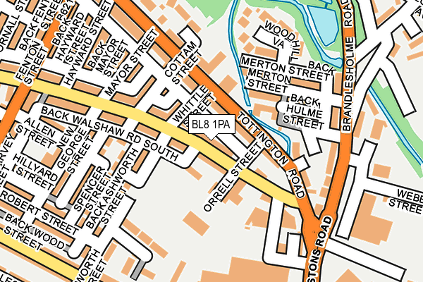 BL8 1PA map - OS OpenMap – Local (Ordnance Survey)