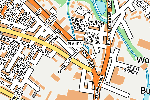 BL8 1PB map - OS OpenMap – Local (Ordnance Survey)