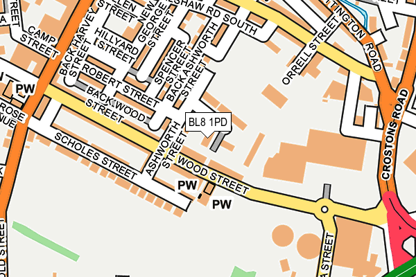 BL8 1PD map - OS OpenMap – Local (Ordnance Survey)