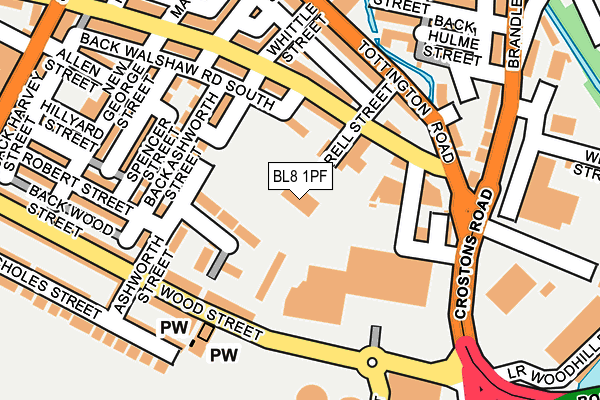 BL8 1PF map - OS OpenMap – Local (Ordnance Survey)