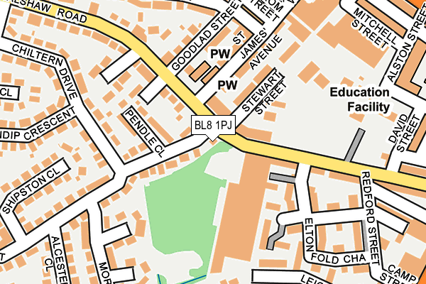 BL8 1PJ map - OS OpenMap – Local (Ordnance Survey)