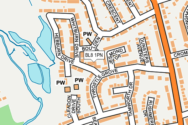 BL8 1PN map - OS OpenMap – Local (Ordnance Survey)