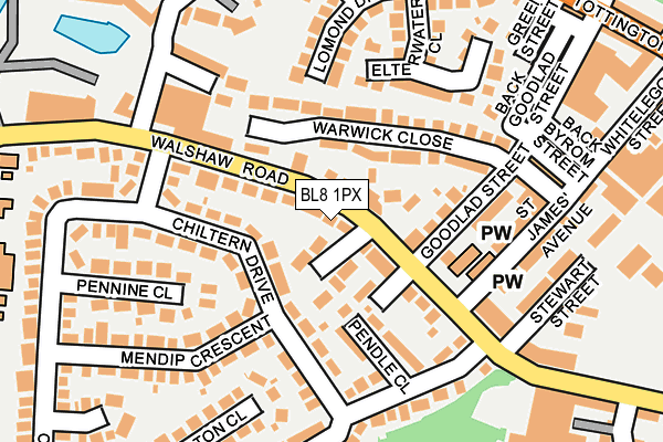 BL8 1PX map - OS OpenMap – Local (Ordnance Survey)