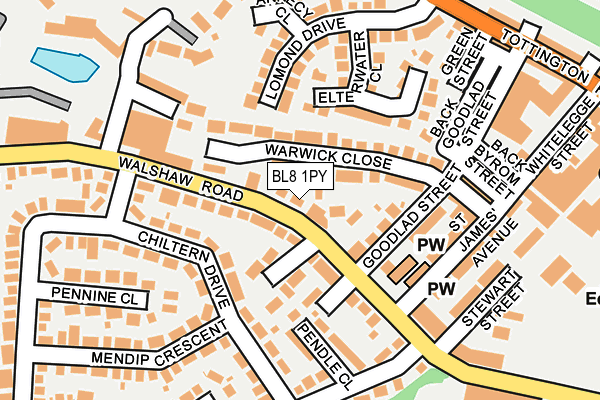 BL8 1PY map - OS OpenMap – Local (Ordnance Survey)