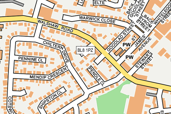 BL8 1PZ map - OS OpenMap – Local (Ordnance Survey)