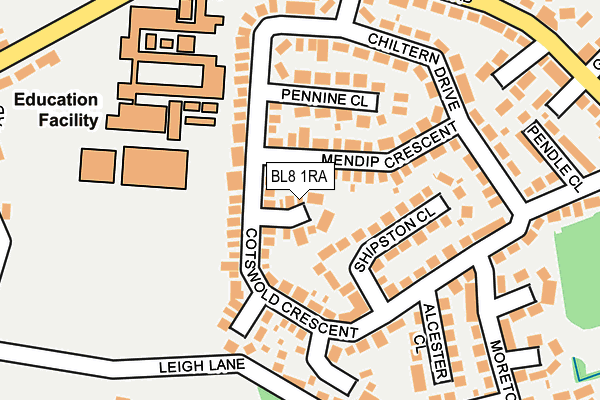 BL8 1RA map - OS OpenMap – Local (Ordnance Survey)