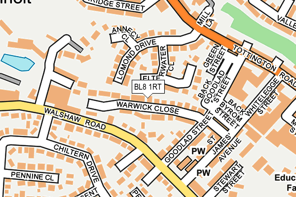 BL8 1RT map - OS OpenMap – Local (Ordnance Survey)