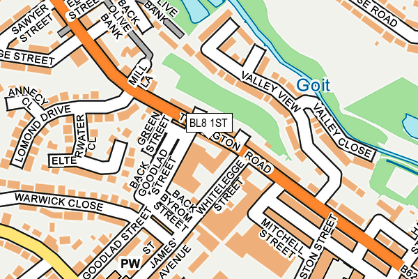 BL8 1ST map - OS OpenMap – Local (Ordnance Survey)