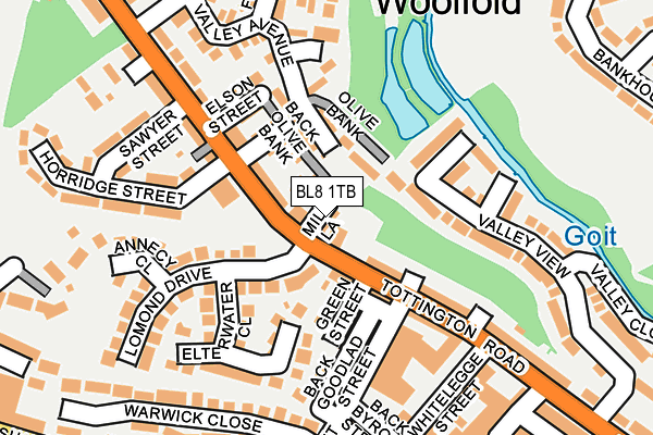 BL8 1TB map - OS OpenMap – Local (Ordnance Survey)