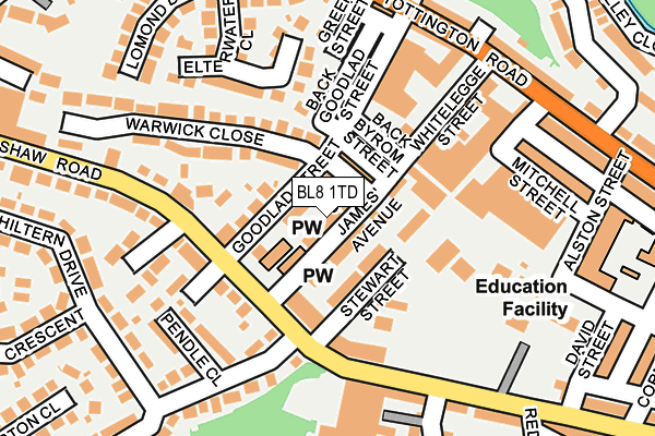 BL8 1TD map - OS OpenMap – Local (Ordnance Survey)