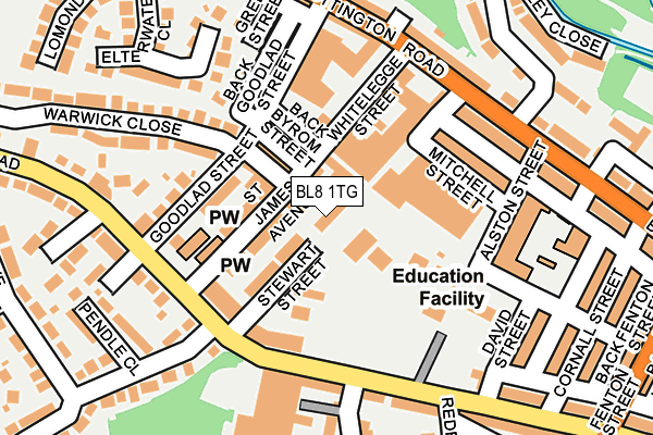 BL8 1TG map - OS OpenMap – Local (Ordnance Survey)