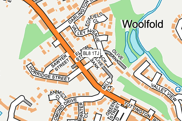 BL8 1TJ map - OS OpenMap – Local (Ordnance Survey)