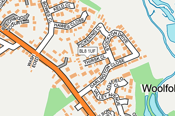 BL8 1UF map - OS OpenMap – Local (Ordnance Survey)