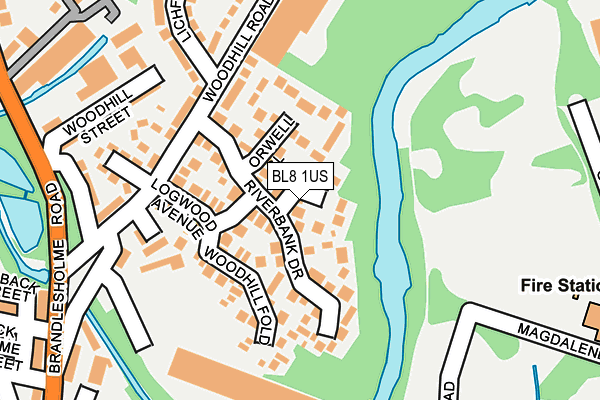 BL8 1US map - OS OpenMap – Local (Ordnance Survey)