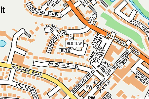 BL8 1UW map - OS OpenMap – Local (Ordnance Survey)