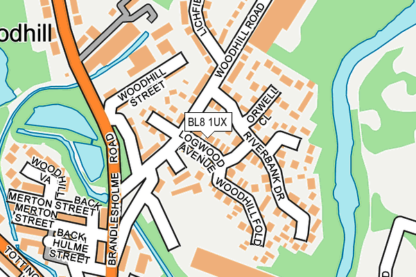 BL8 1UX map - OS OpenMap – Local (Ordnance Survey)
