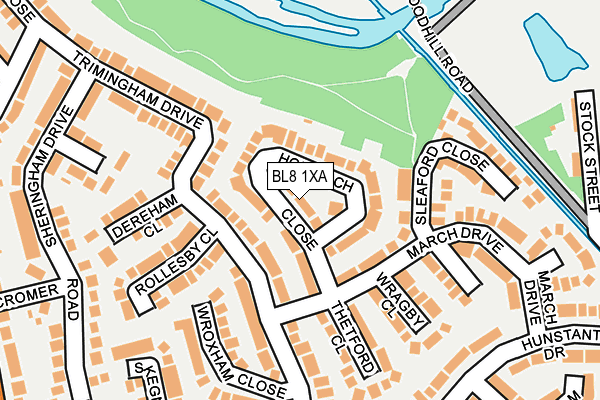 BL8 1XA map - OS OpenMap – Local (Ordnance Survey)