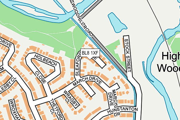 BL8 1XF map - OS OpenMap – Local (Ordnance Survey)