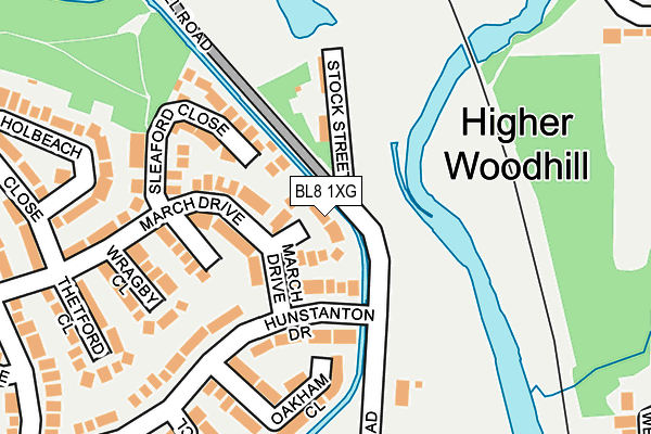 BL8 1XG map - OS OpenMap – Local (Ordnance Survey)