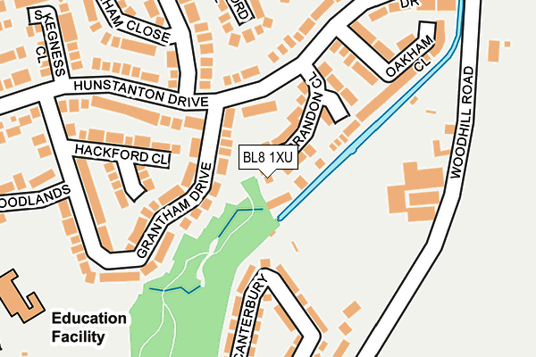 BL8 1XU map - OS OpenMap – Local (Ordnance Survey)