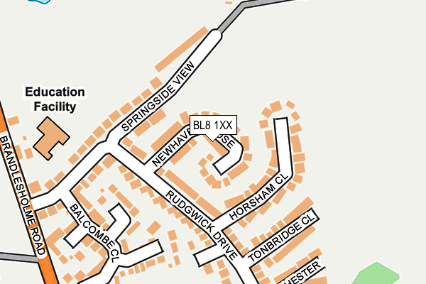 BL8 1XX map - OS OpenMap – Local (Ordnance Survey)