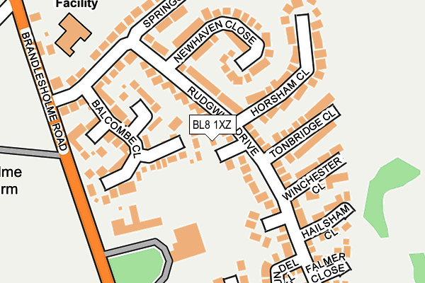 BL8 1XZ map - OS OpenMap – Local (Ordnance Survey)