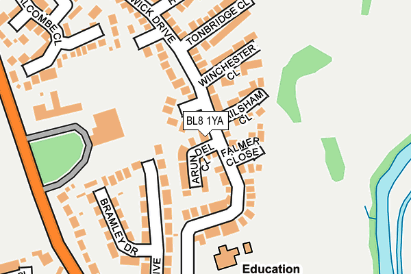 BL8 1YA map - OS OpenMap – Local (Ordnance Survey)