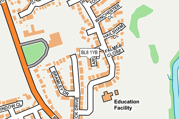 BL8 1YB map - OS OpenMap – Local (Ordnance Survey)