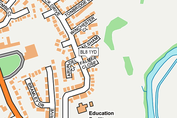BL8 1YD map - OS OpenMap – Local (Ordnance Survey)