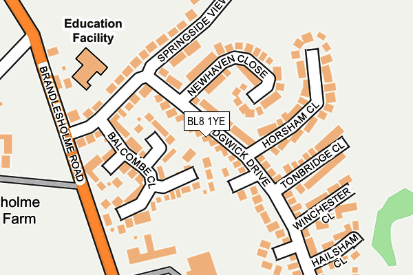 BL8 1YE map - OS OpenMap – Local (Ordnance Survey)