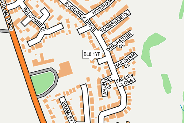BL8 1YF map - OS OpenMap – Local (Ordnance Survey)