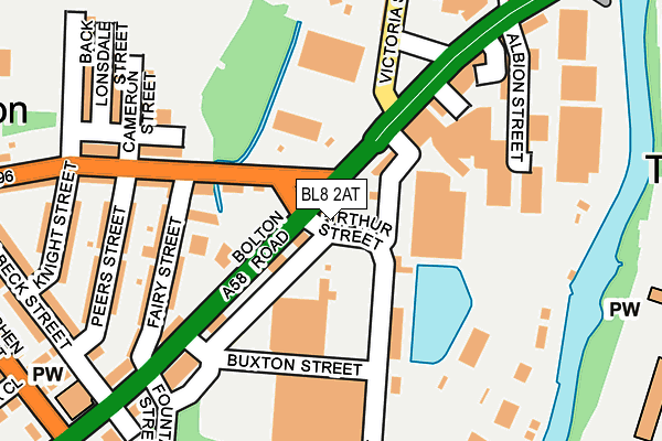 BL8 2AT map - OS OpenMap – Local (Ordnance Survey)