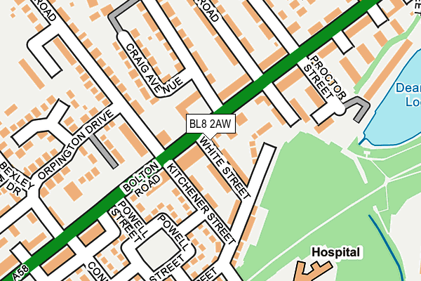 BL8 2AW map - OS OpenMap – Local (Ordnance Survey)