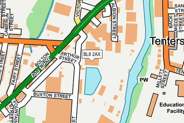 BL8 2AX map - OS OpenMap – Local (Ordnance Survey)