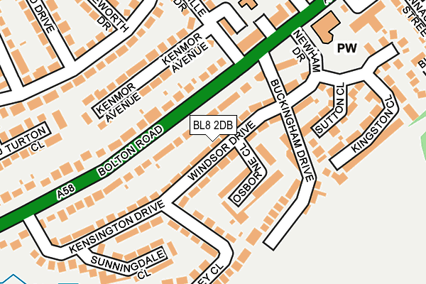BL8 2DB map - OS OpenMap – Local (Ordnance Survey)