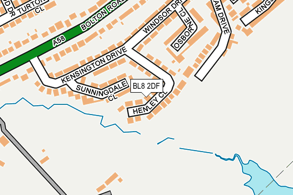 BL8 2DF map - OS OpenMap – Local (Ordnance Survey)